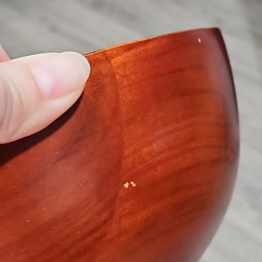 VINTAGE Cherry Wooden LG Pedestal Bowl